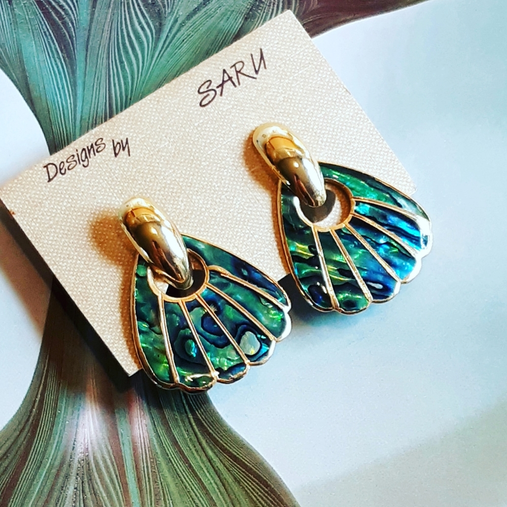 Large Abalone Door Knocker Earrings